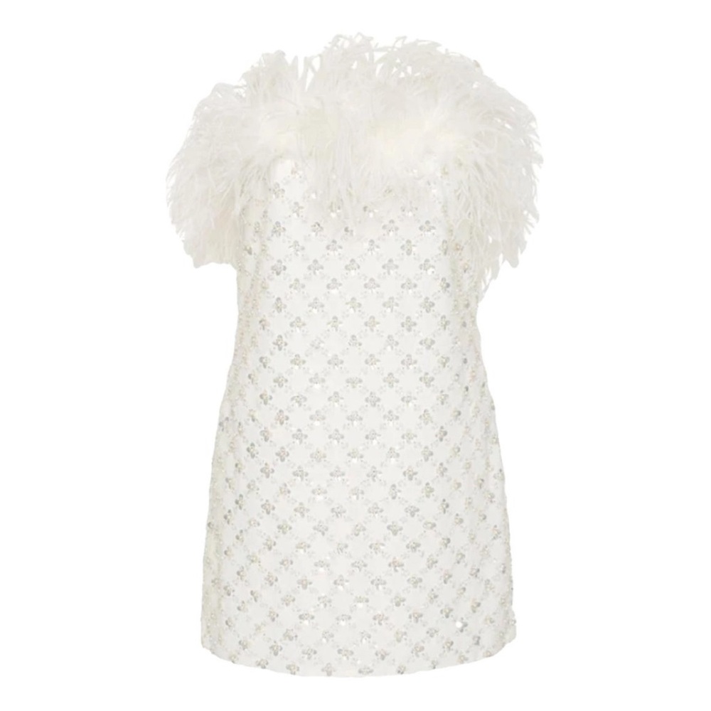 Rebecca Vallance Ivory Feathered Dress